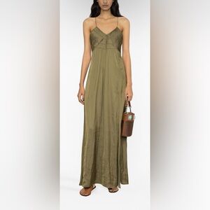 Zadig & Voltaire Rayonne Satin Maxi Dress Green